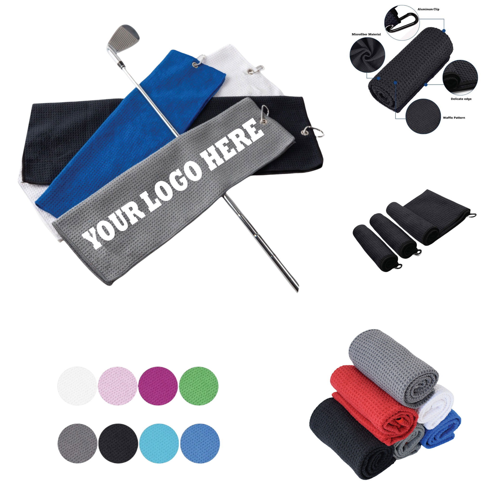 15.7"x23.6" Microfiber Golf Towel With Carabiner 1