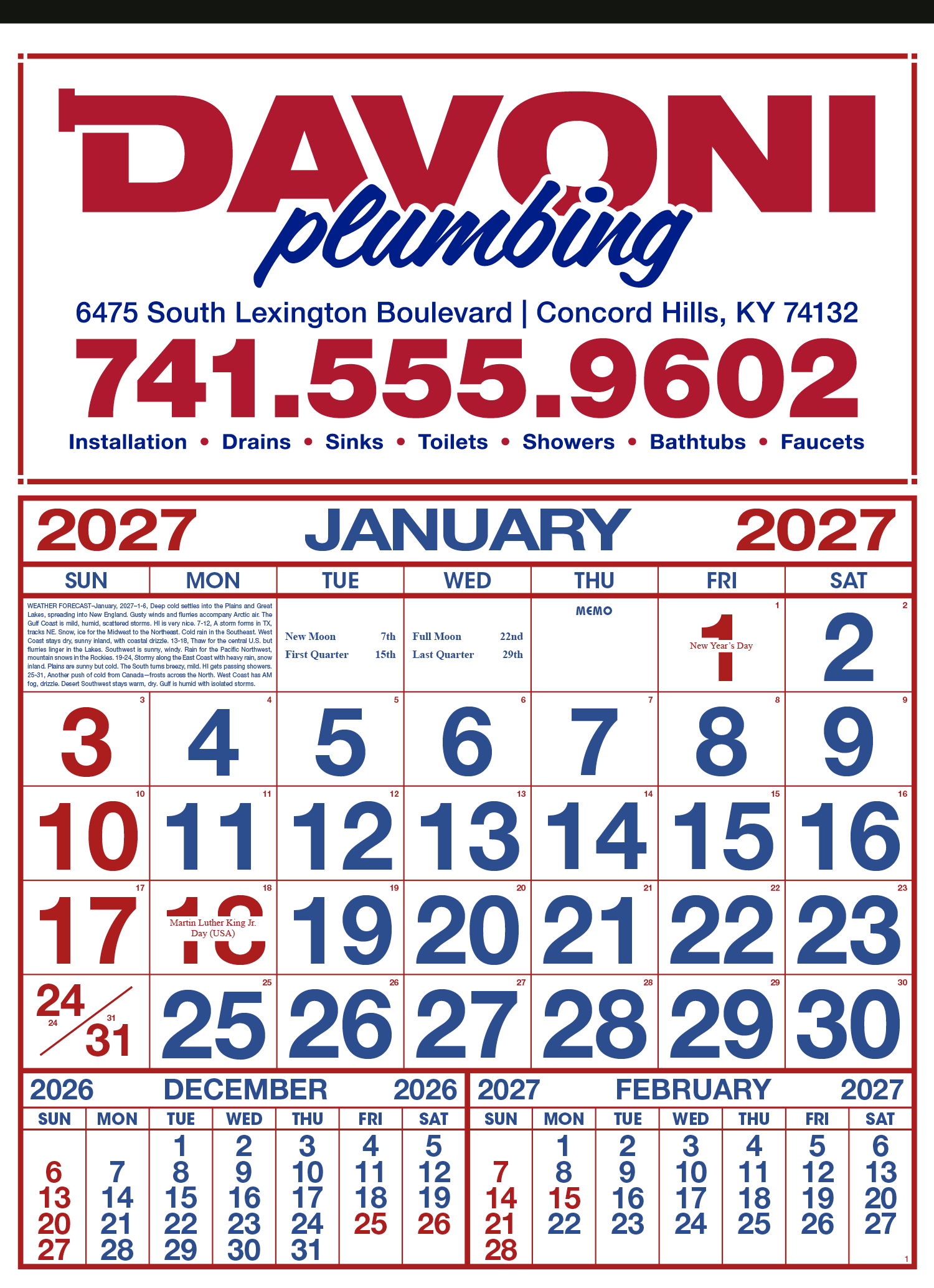 Skinner & Kennedy® Commercial 12-Sheet Calendar 16