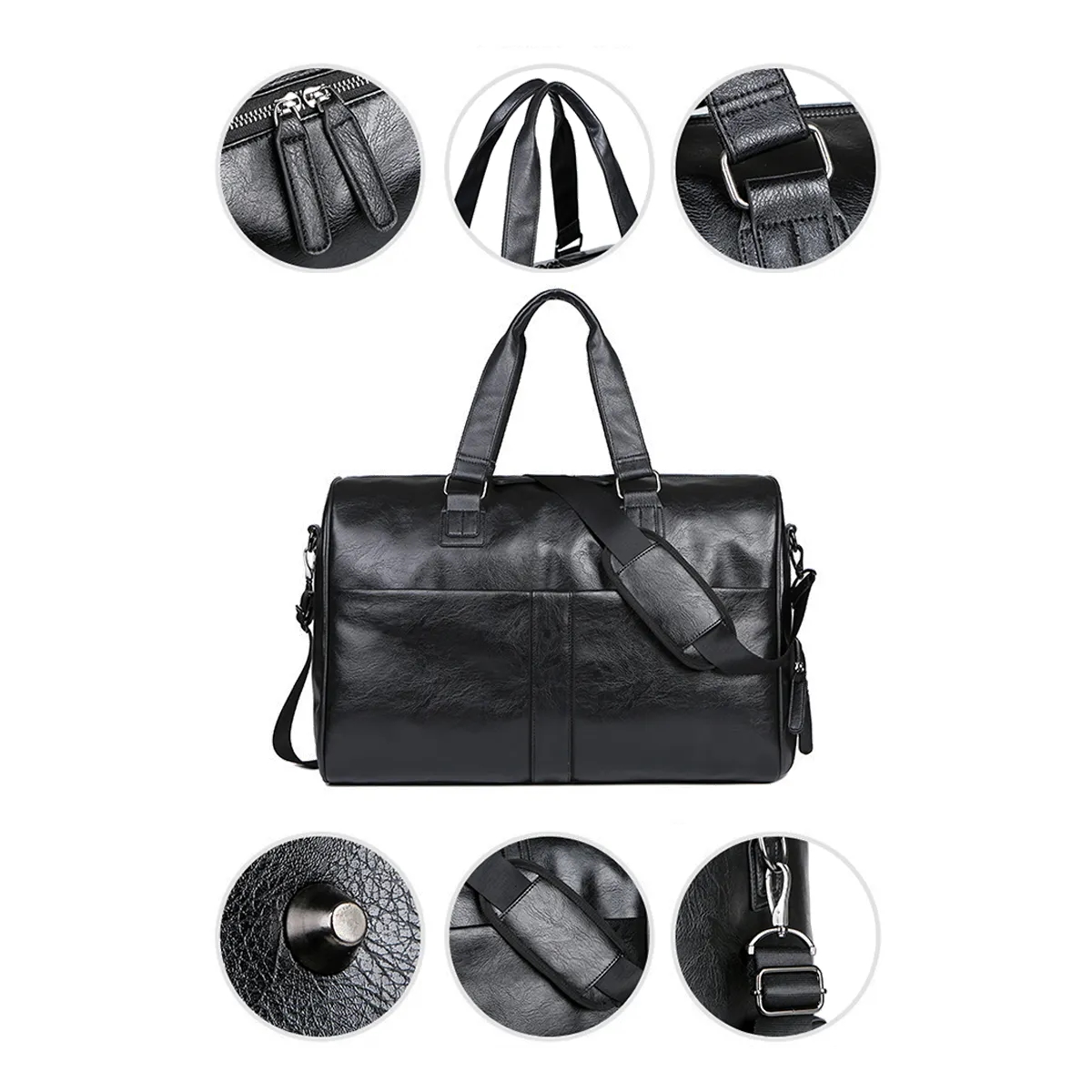 13'' PU Leather Gym Duffel Bag With Dry Wet Separation 5
