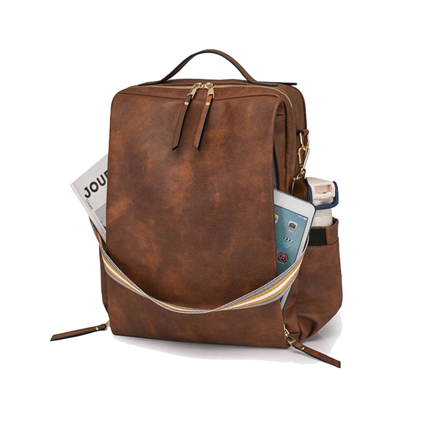 Lightweight Multi-Pocket PU Leather Women Backpack 5