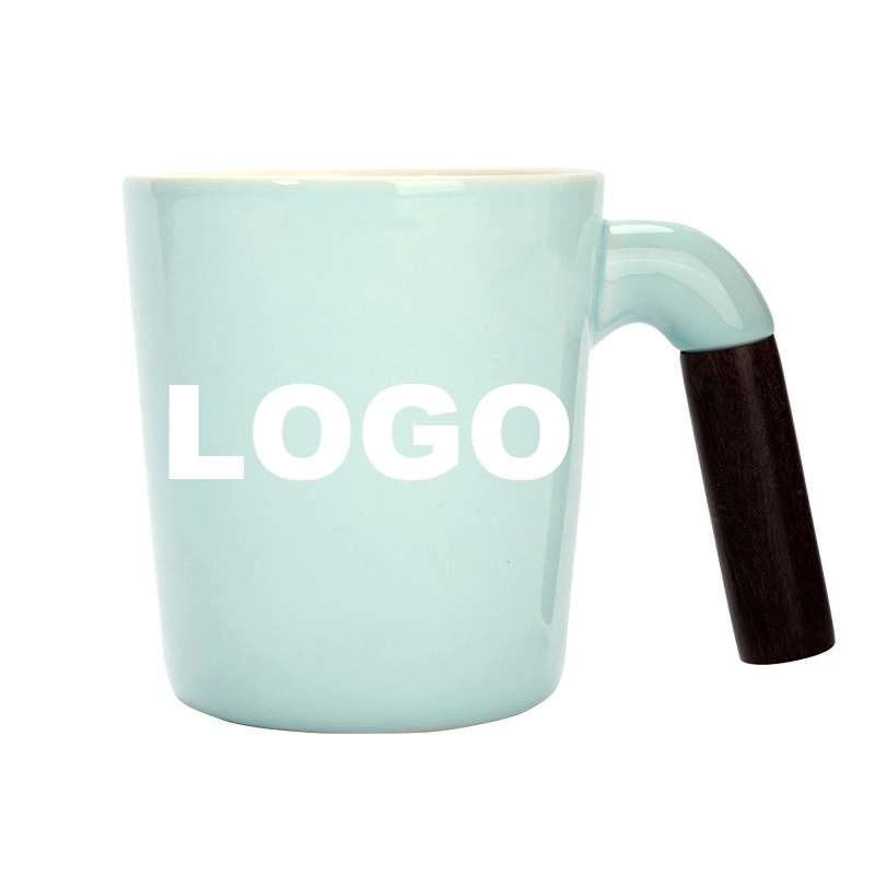 12 OZ. Custom Wooden Handle Ceramic Coffee & Milk Drink Mug 8