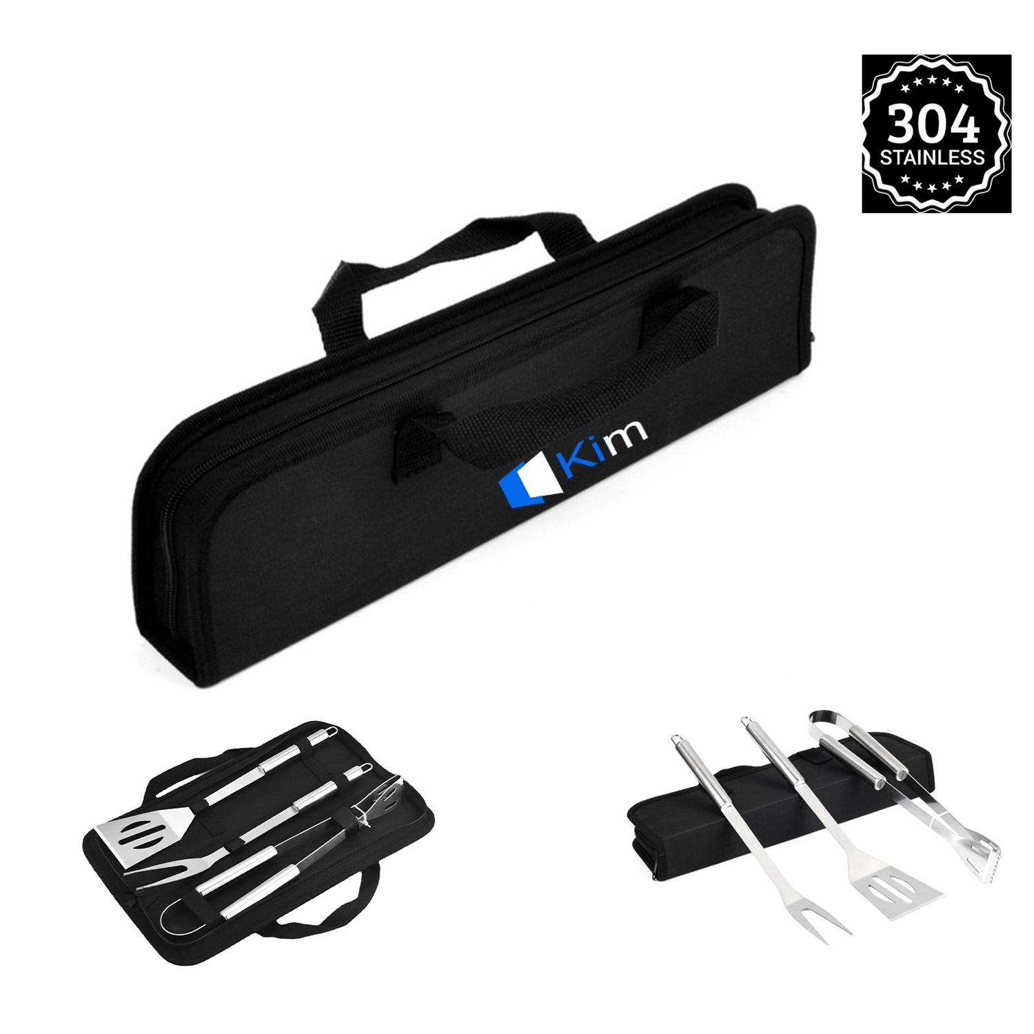 3 Piece Stainless Steel Bbq Set With Storage Bag 3