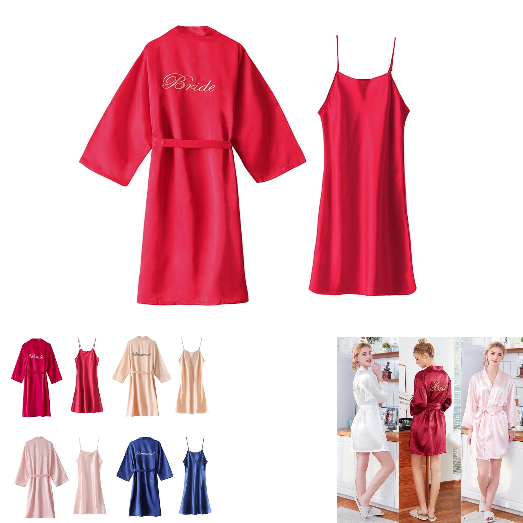Bride Bridesmaid Satin Robes for Wedding Party 2