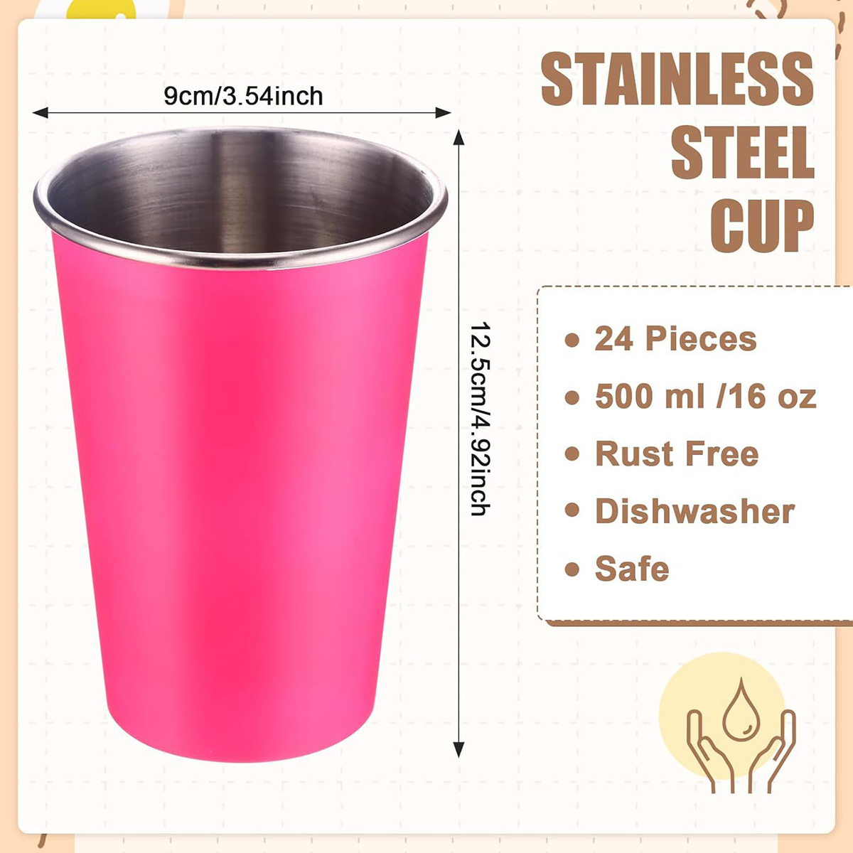 Stainless Steel Shatter-Resistant Stackable Drinking Cup 3