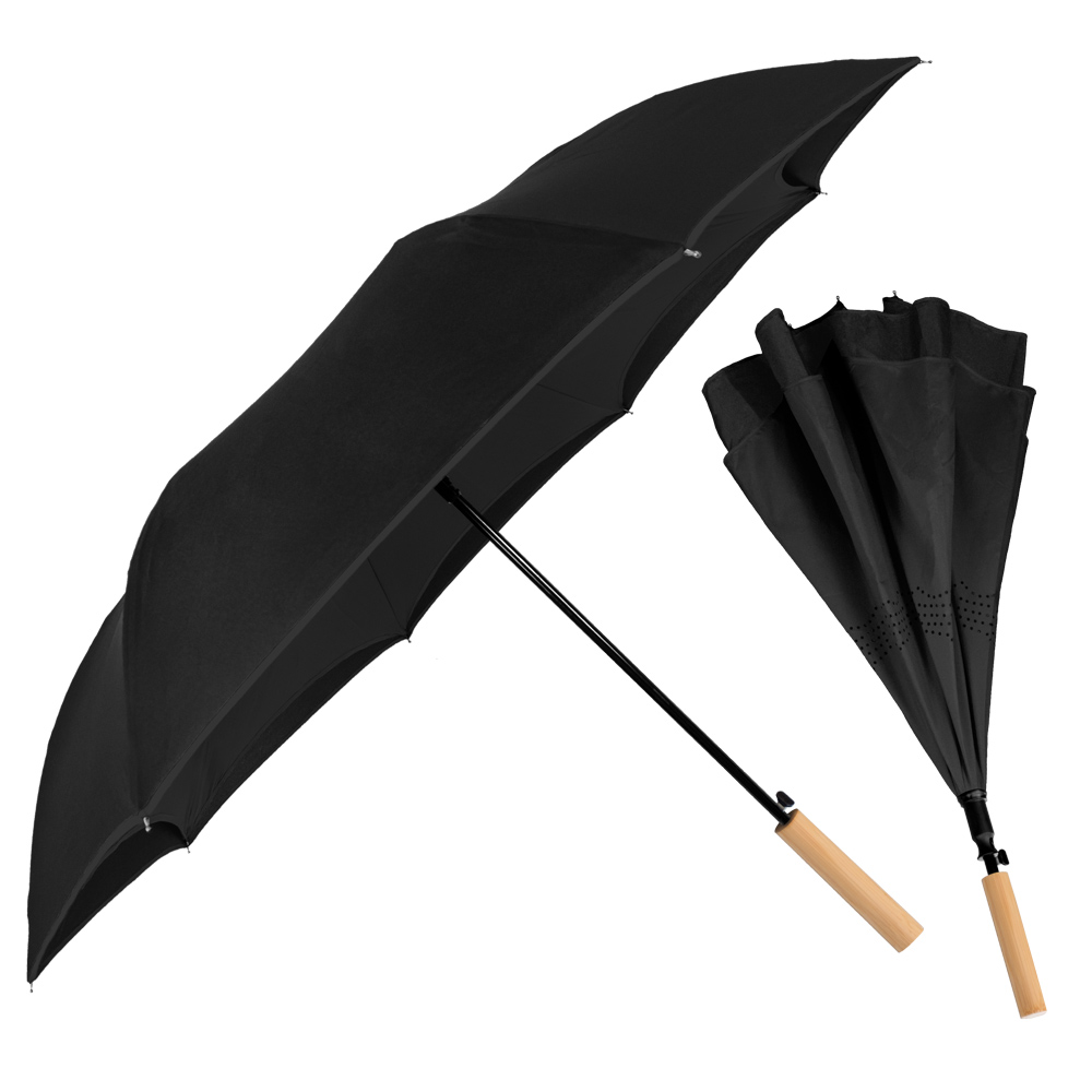 Eco-Friendly - The Enviro Inversa Inverted Umbrella - Recycled Materials/Bamboo Handle 4