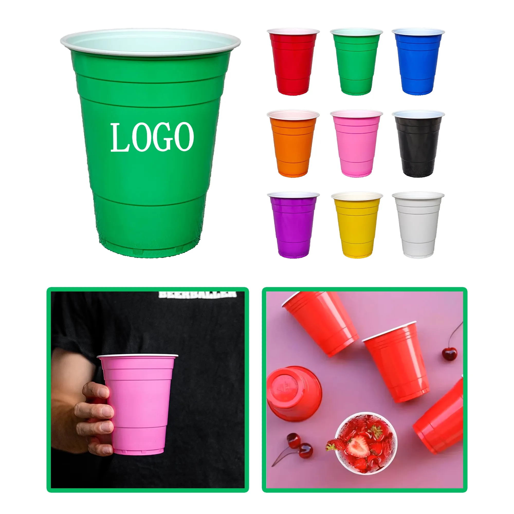 Coloured Disposable Plastic Party Cups 16 Oz 1