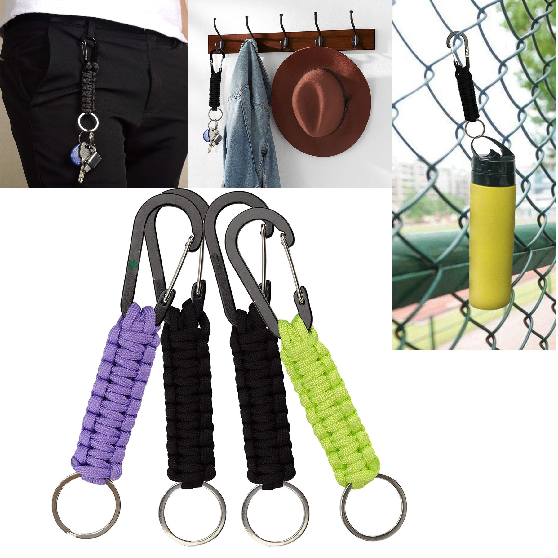 Paracord Keychain with Carabiner Military Braided Lanyard
