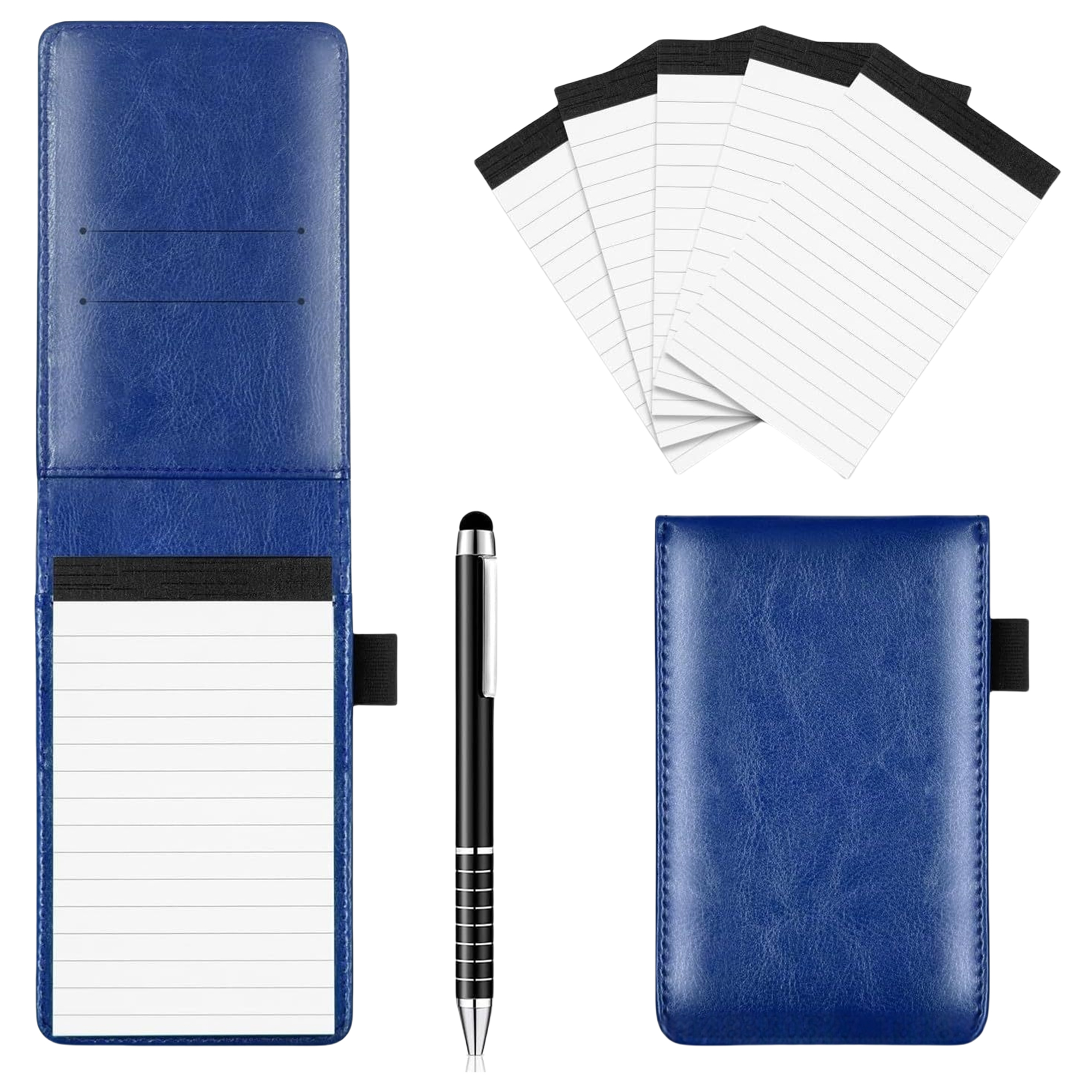 Leather Cover Portable Pocket Notebook with Pen Holder 3