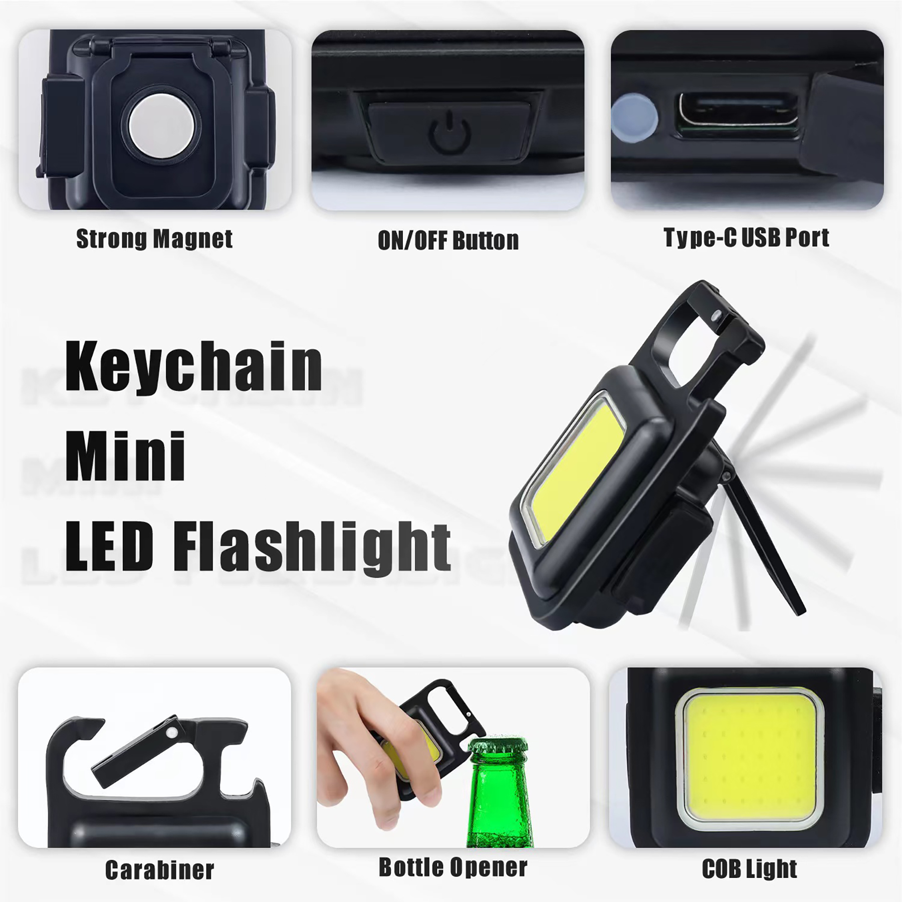 Pocket Led Flashlight with Folding Bracket Bottle Opener and Magnet Base for Running/Finishing 9