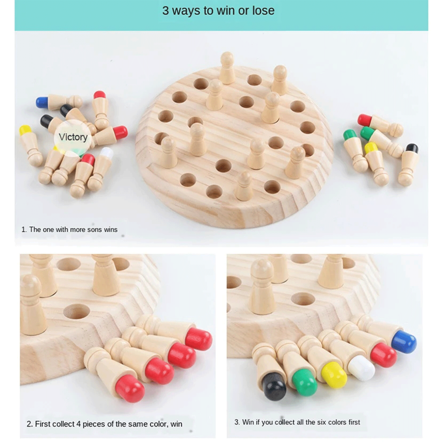 Wooden Memory Match Stick Chess Game Board Puzzles 10