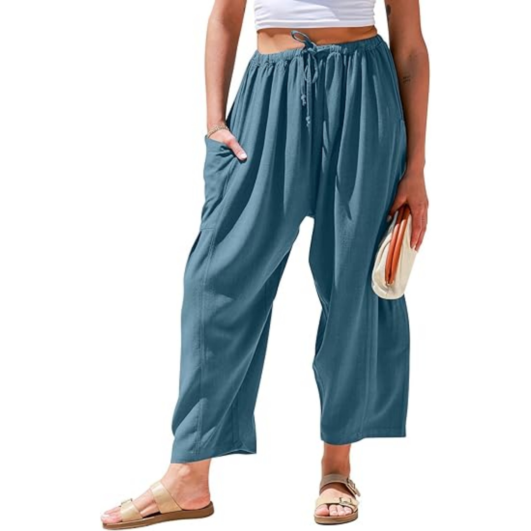 Women Linen Wide Leg Pants 12