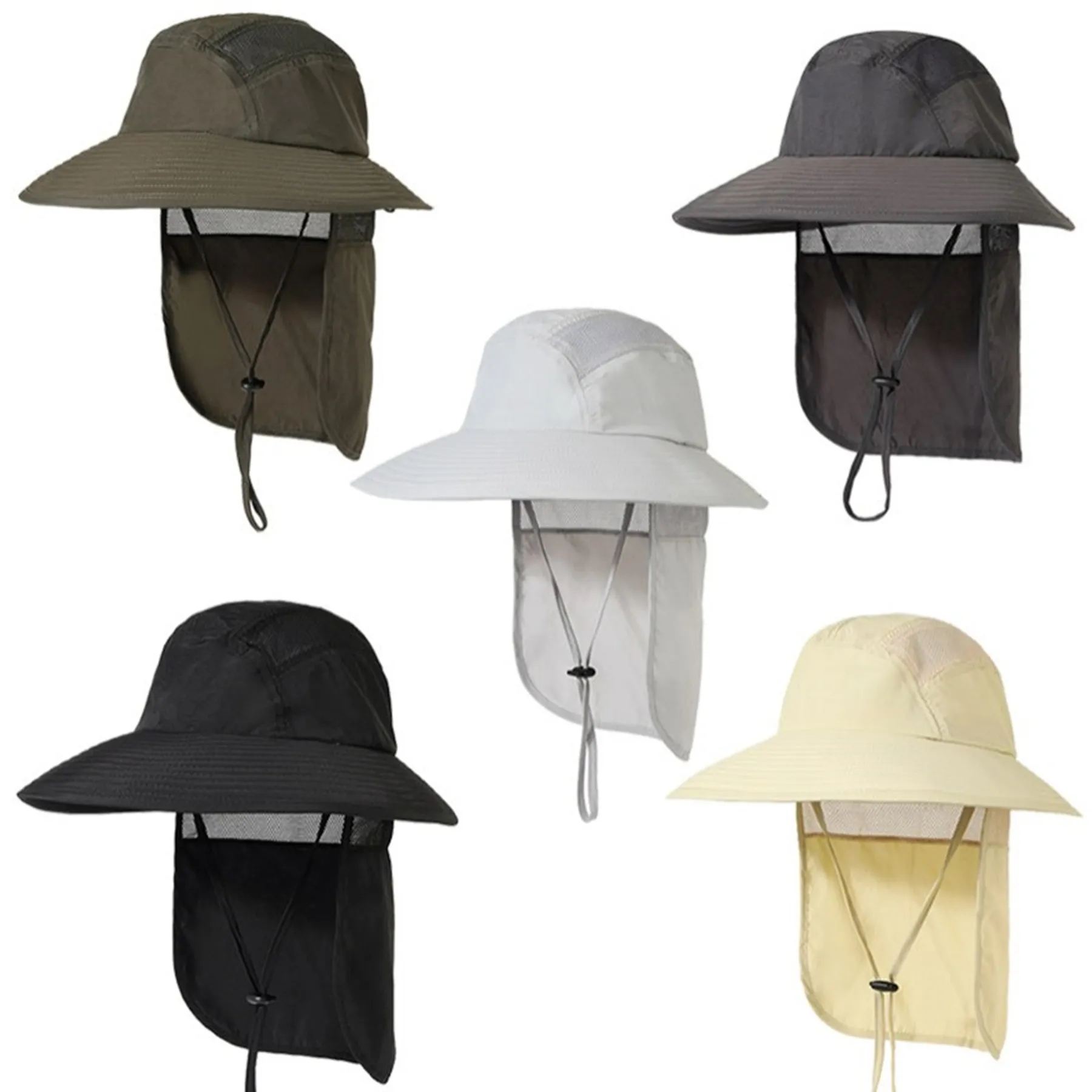Outdoor Mesh Sun Hat Wide Brim Cap With Neck Flap MOQ100 2