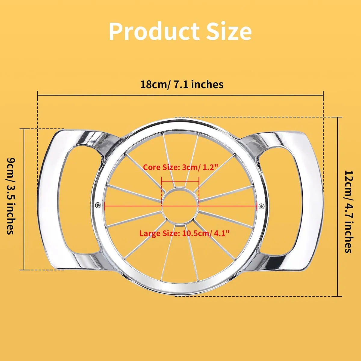 Extra Large  Stainless Steel Apple Slicer 12-Blade 5