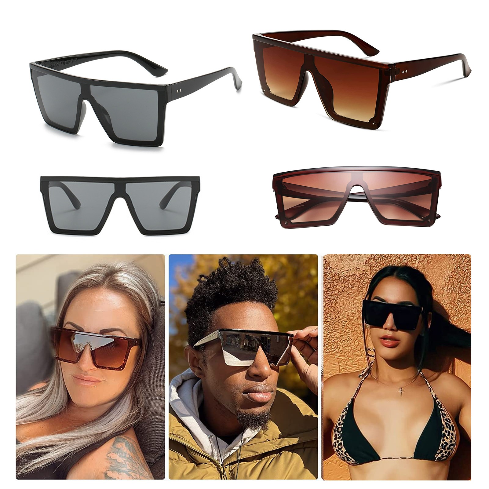 Oversized Flat Top Square Sunglasses 1