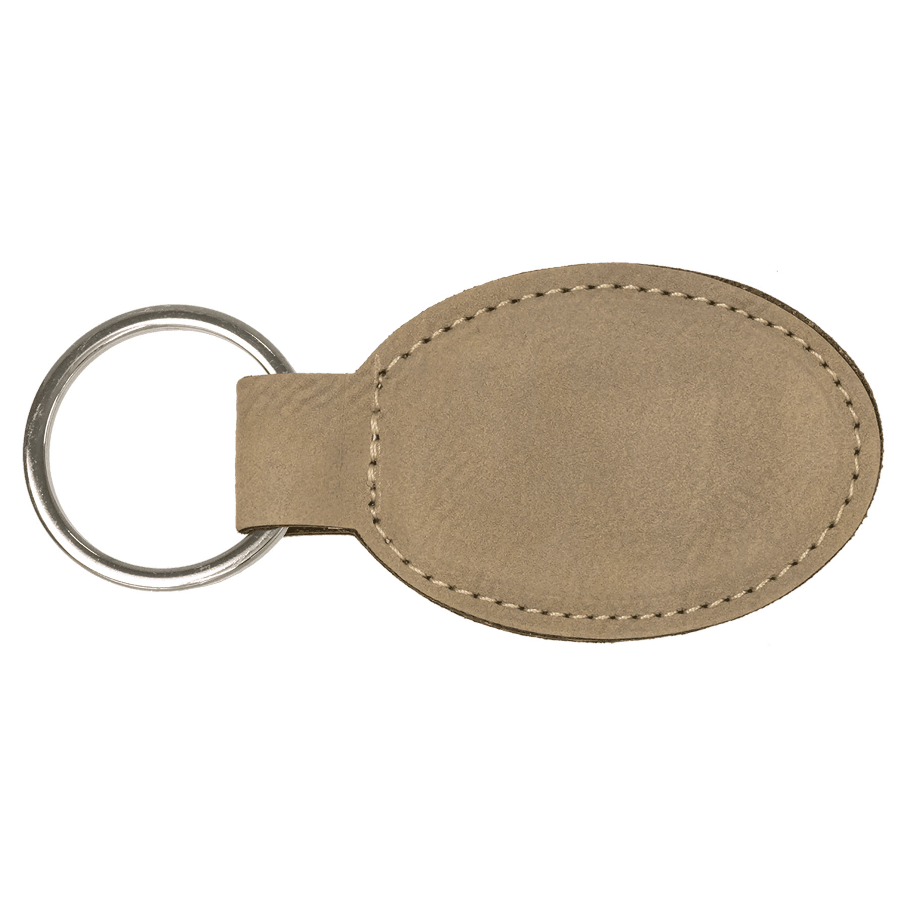 Light Brown Leatherette Oval Keychain 1