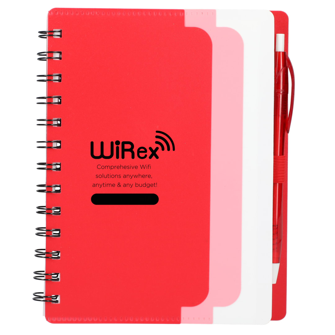 5" x 7" Recycled Dual Pocket Spiral Notebook w Pen 76