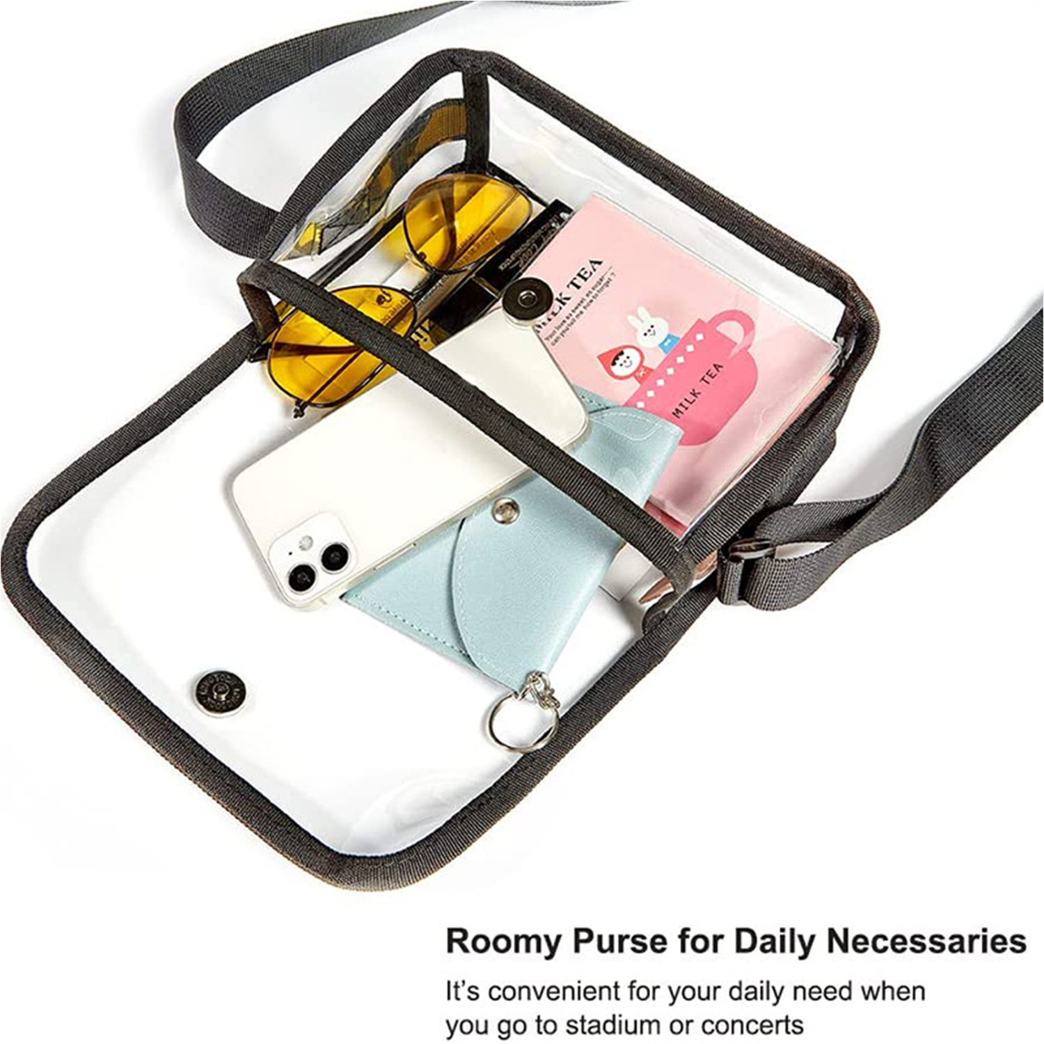 Clear PVC Messenger Bag Crossbody Stadium Approved Purse 4