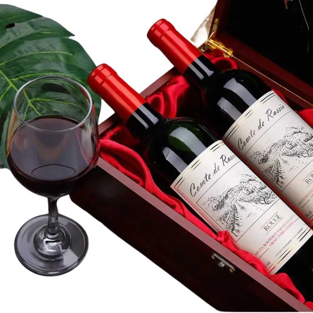 2-Bottle Red Wooden Wine Gift Box 1