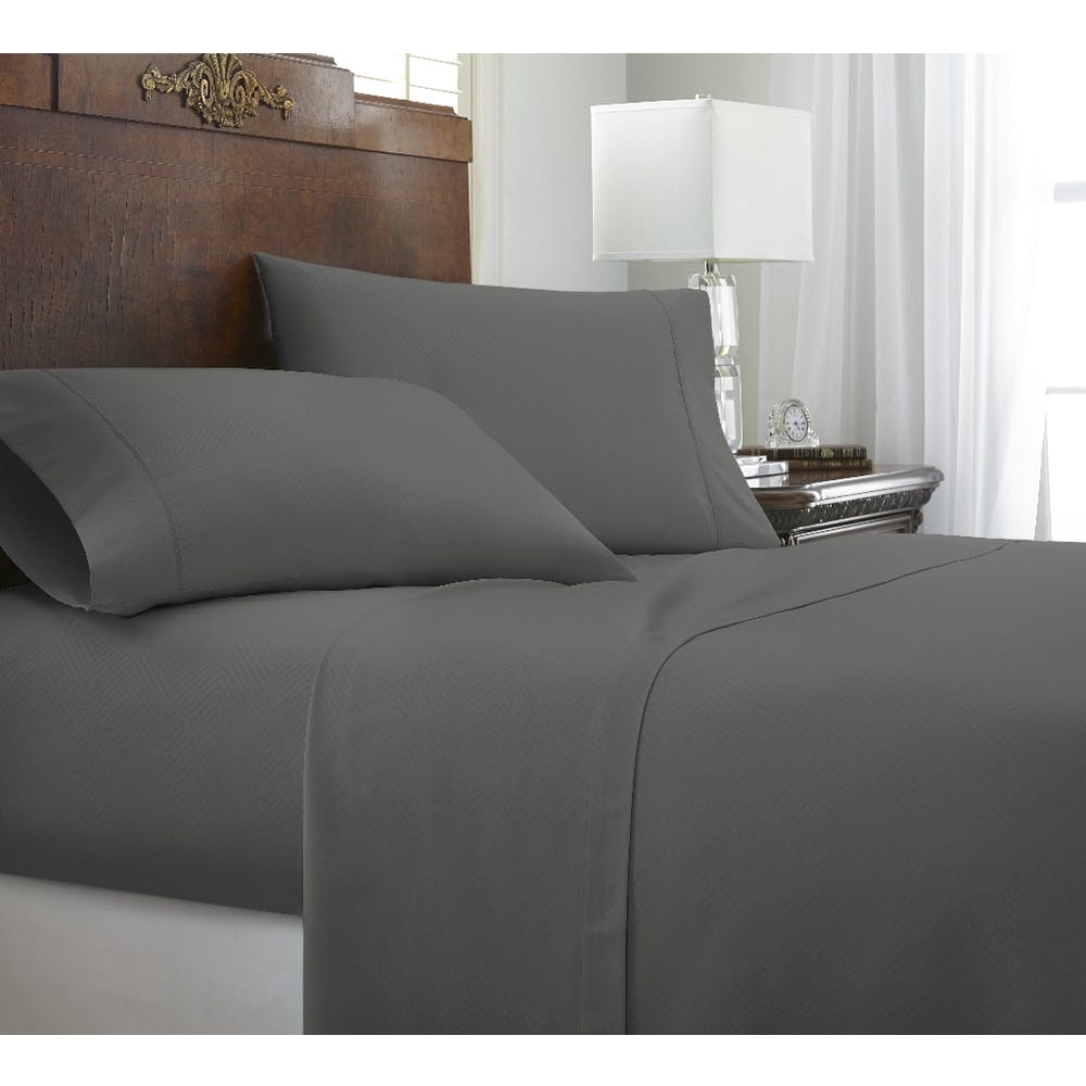 Premium Embossed Sheet Sets - Gray Chevron Design Twin 3 Piece 2