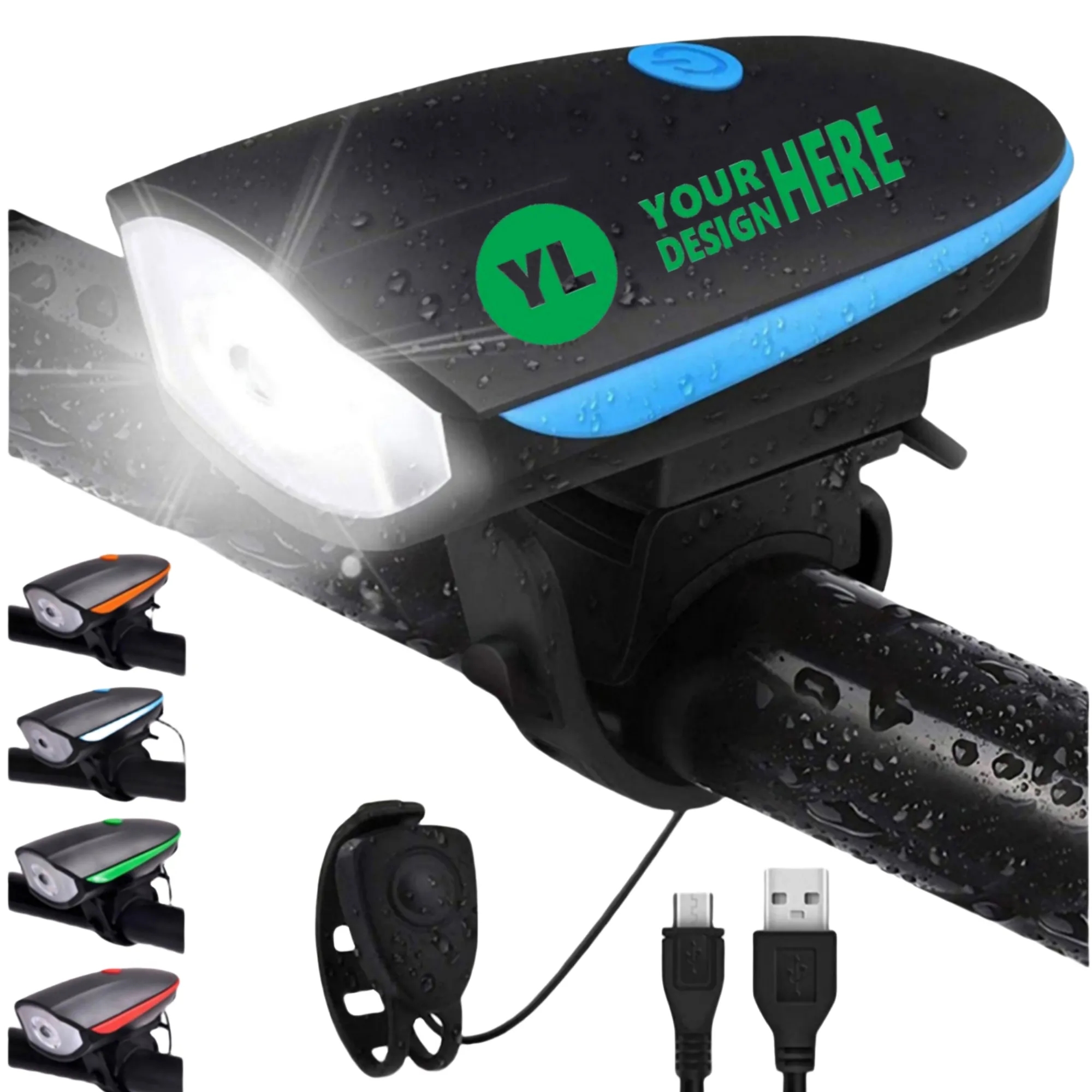 MOQ 50 USB-Powered Bicycle Headlight And Horn Bell