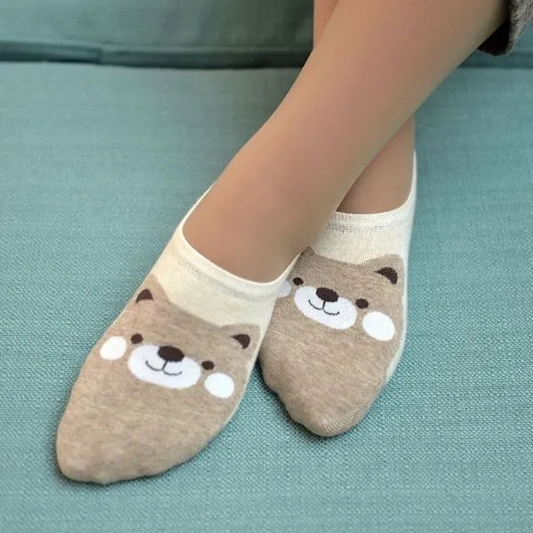 5 Pairs/Lot Women's Candy Color Cartoon Pattern Socks 3