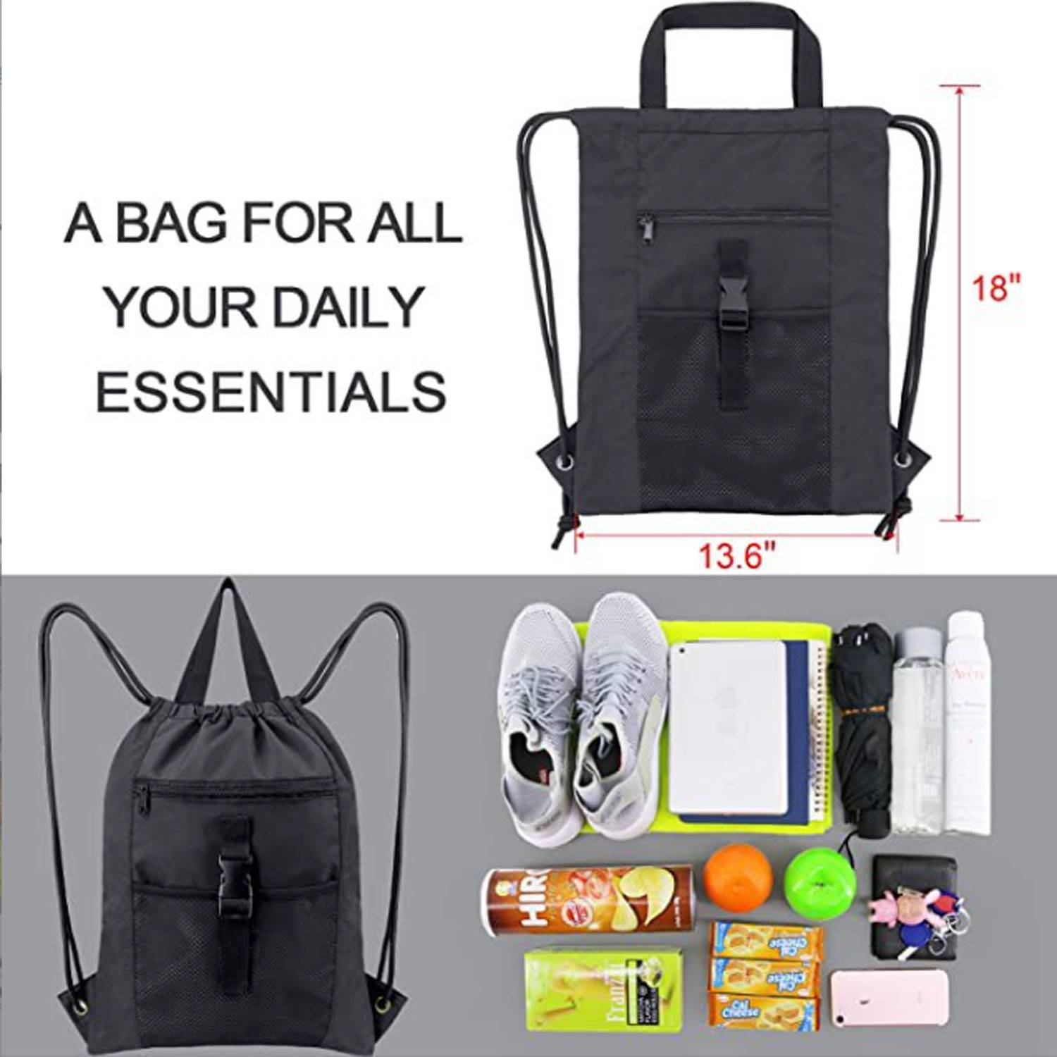 Drawstring Backpack Sports Gym Bag 6