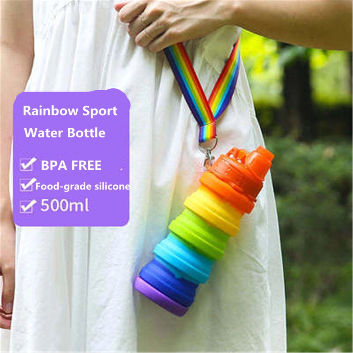 Rainbow Sport Collapsible Portable Water Bottle 4
