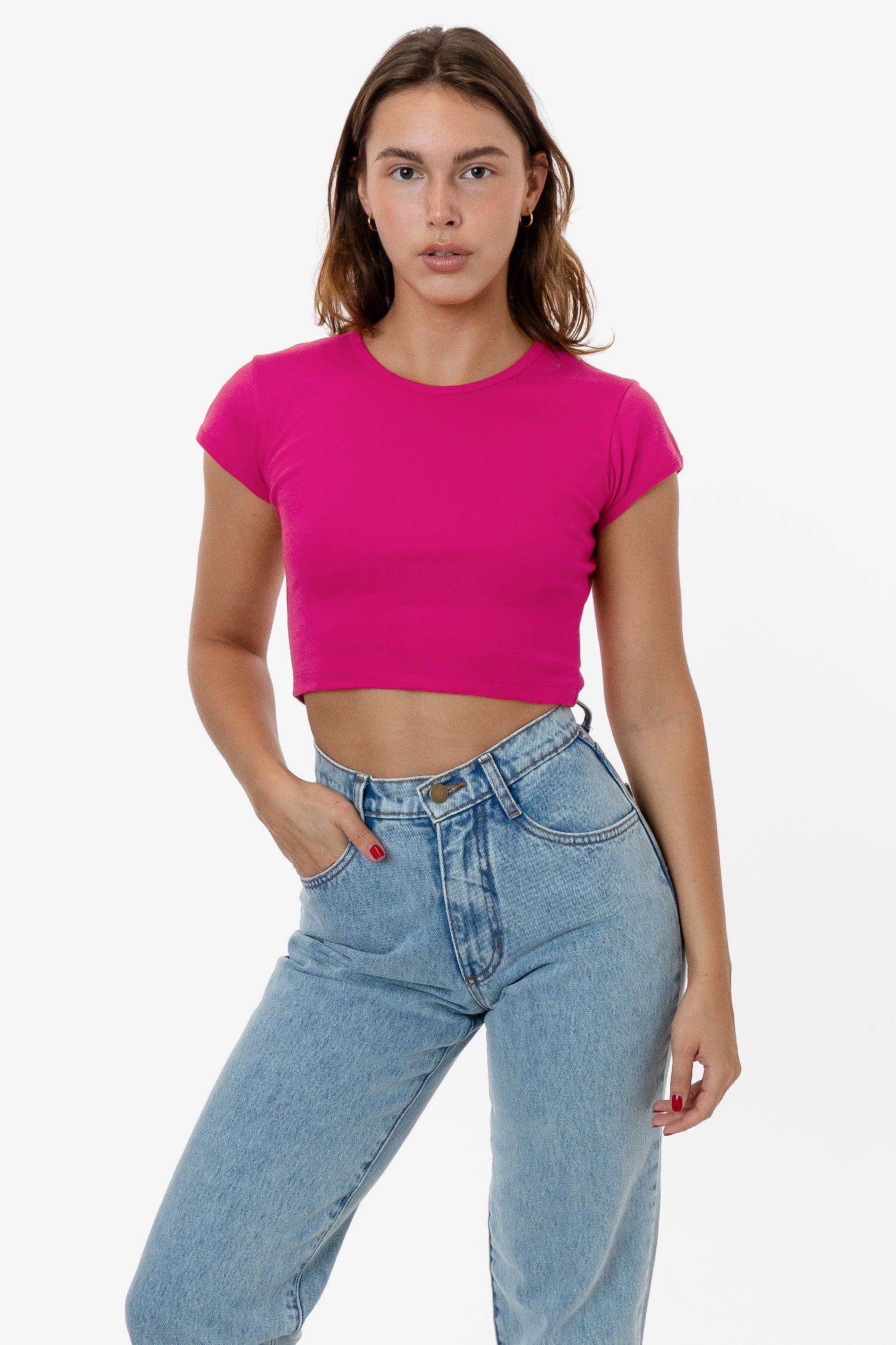 BABY RIB CAP SLEEVE CROP TOP 19