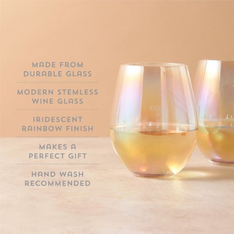 Twine Living® Luster Stemless Wine Glass, set of 2 5