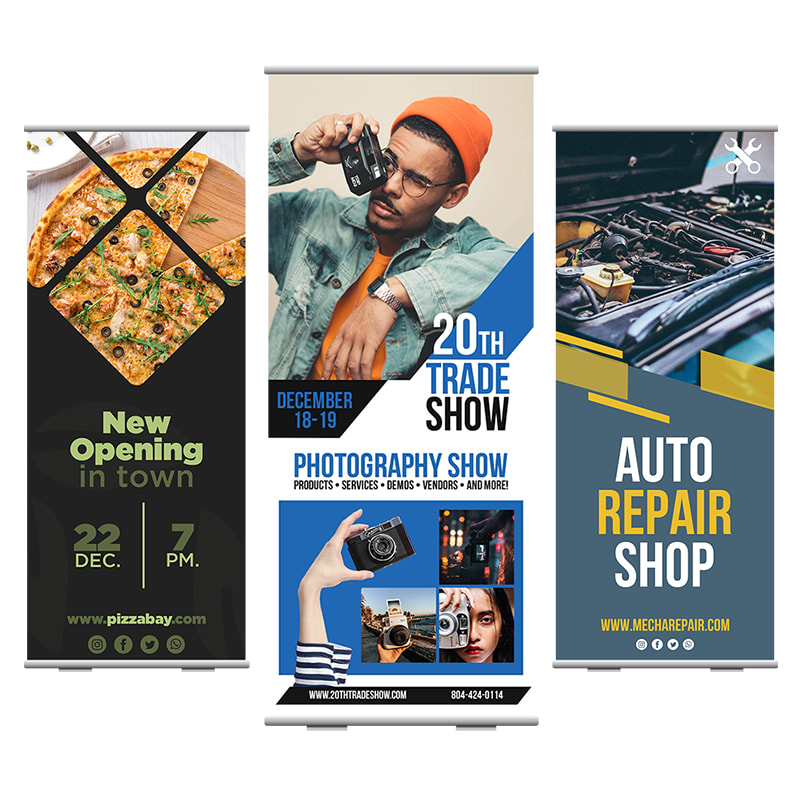 33 X 80 Inch Full Color Roll Up Retractable Banner Stands 2