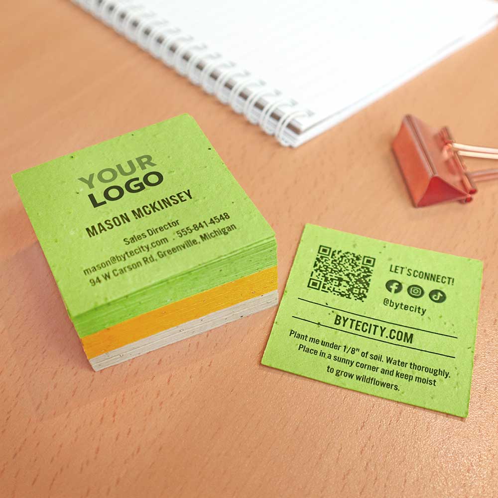 Colorful QR Code Plantable Square Business Cards 4