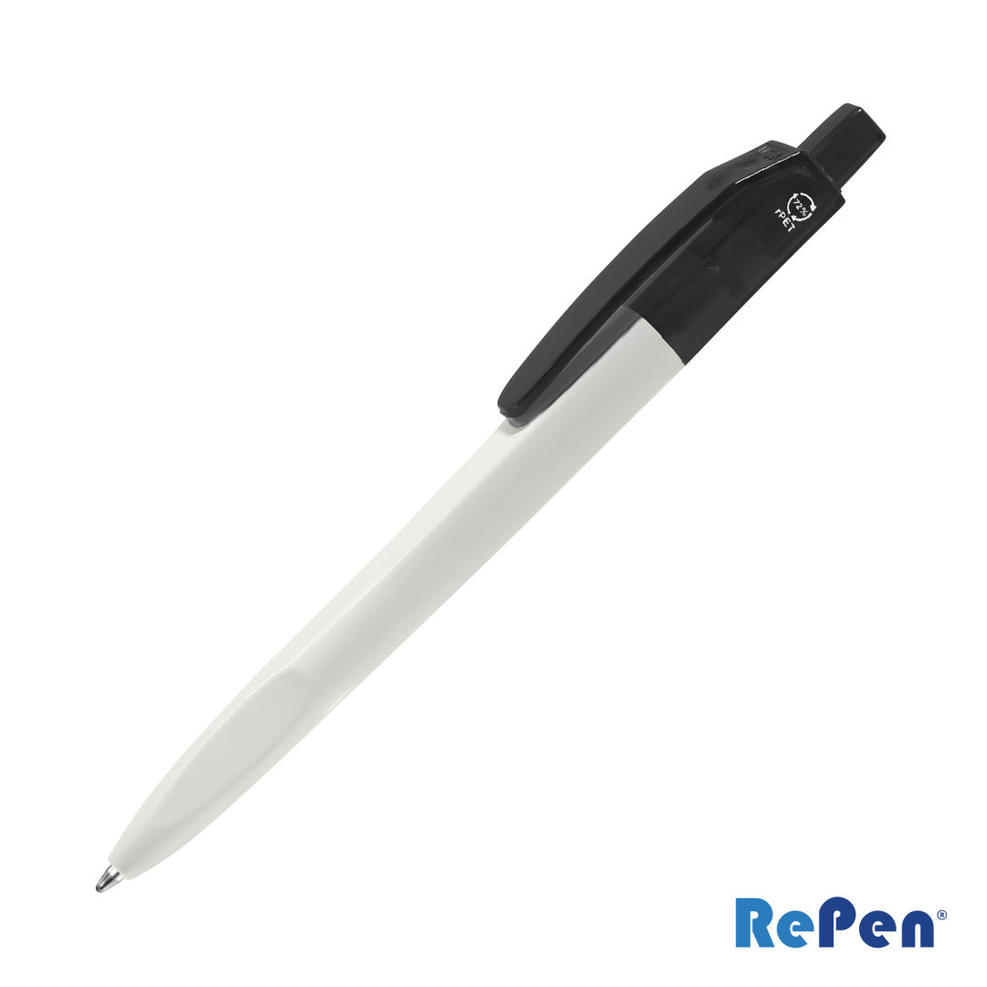 RePen® Squared White w/Translucent Clicker rPET Pen 4