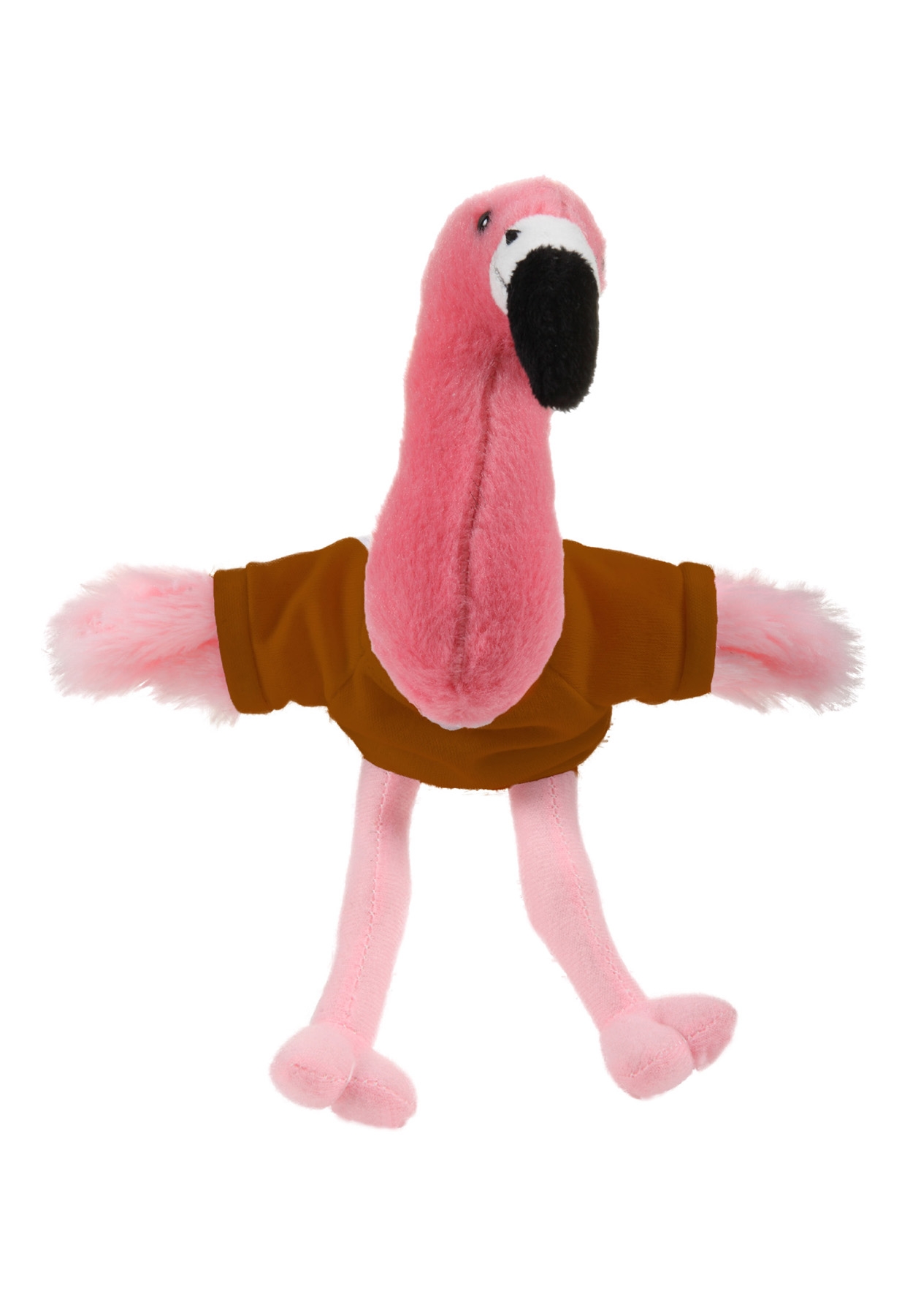 Soft Plush Sitting Flamingo waering a T-Shirt 11