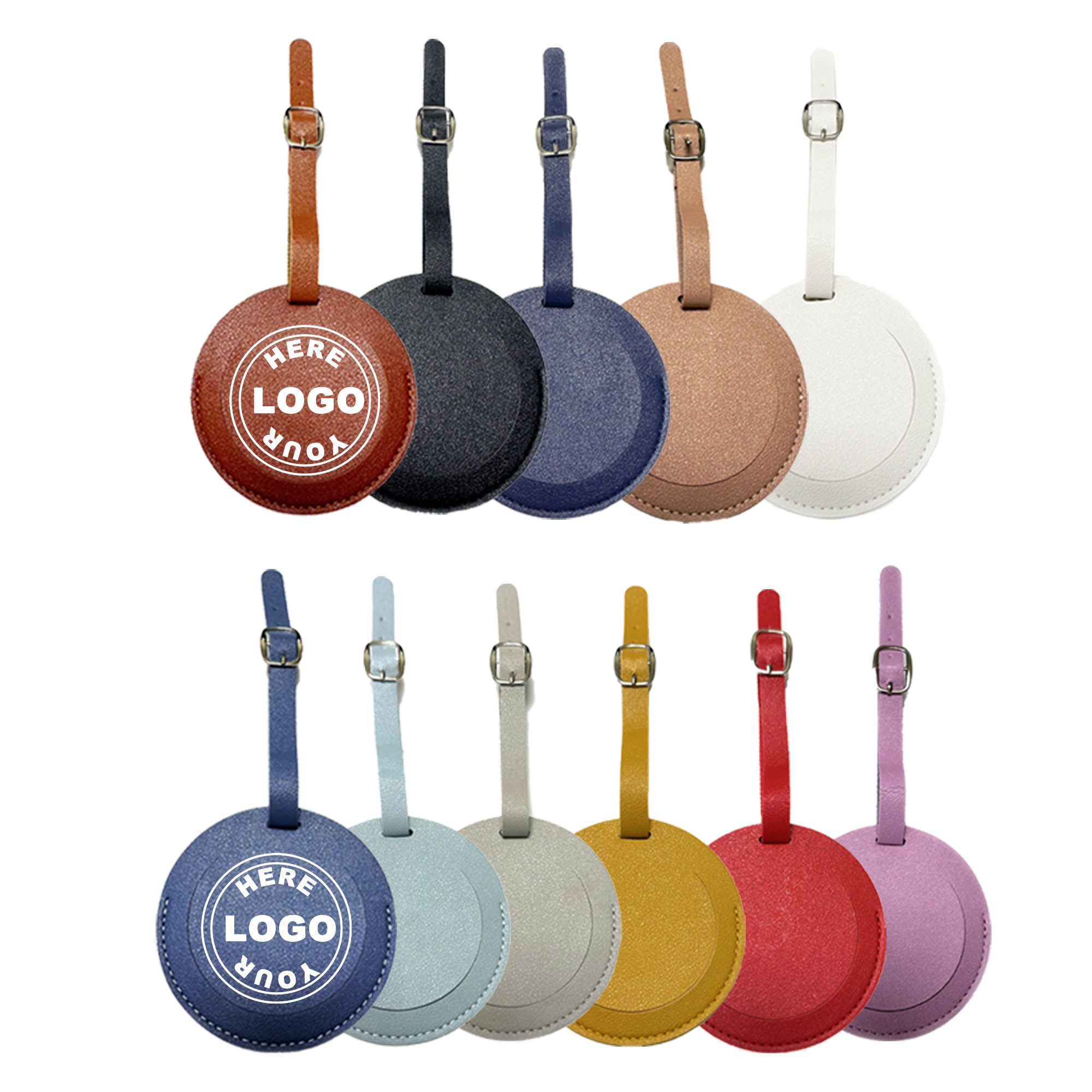 Round PU Leather Luggage Tag 2
