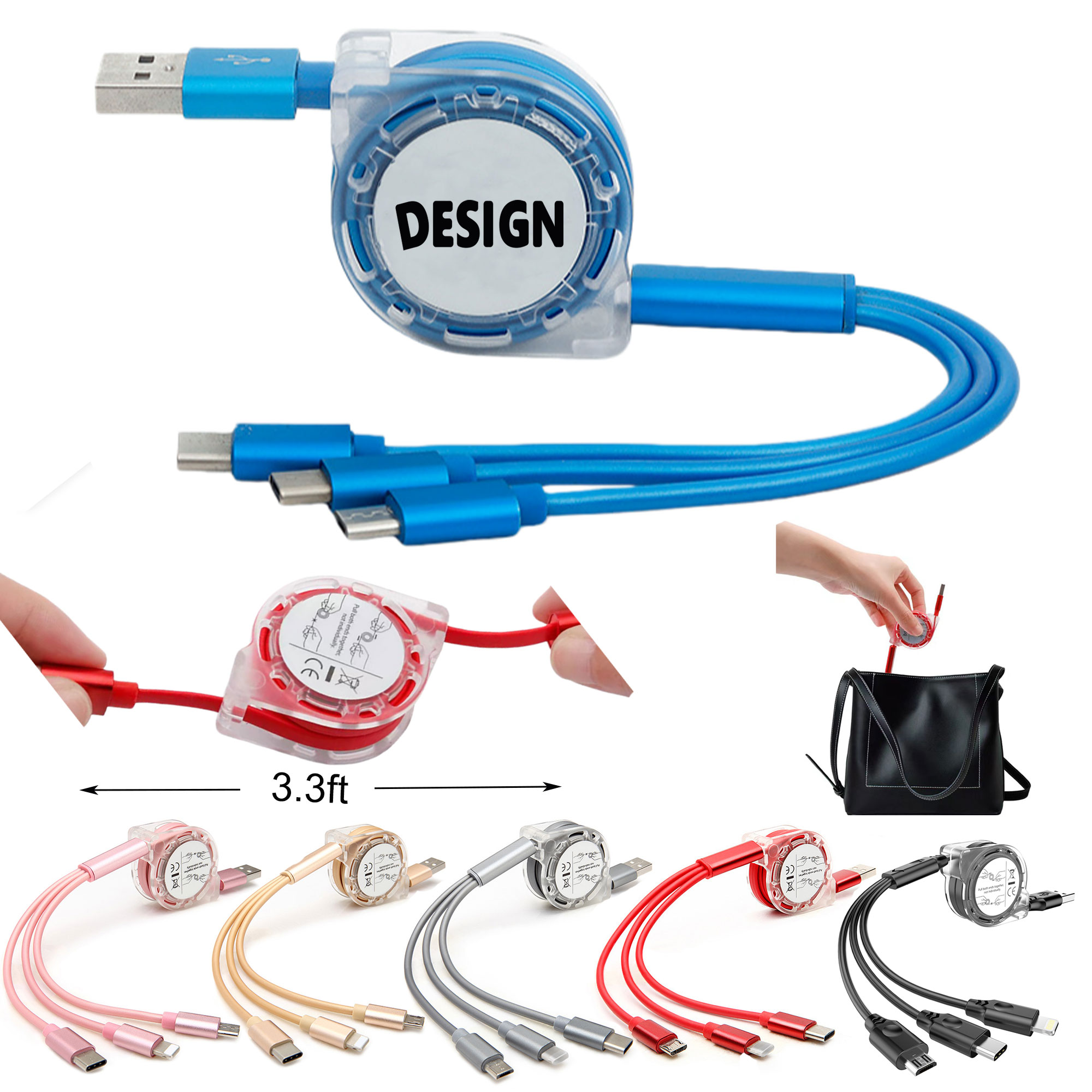 3 in 1 Retractable Multi Charging Cable 1