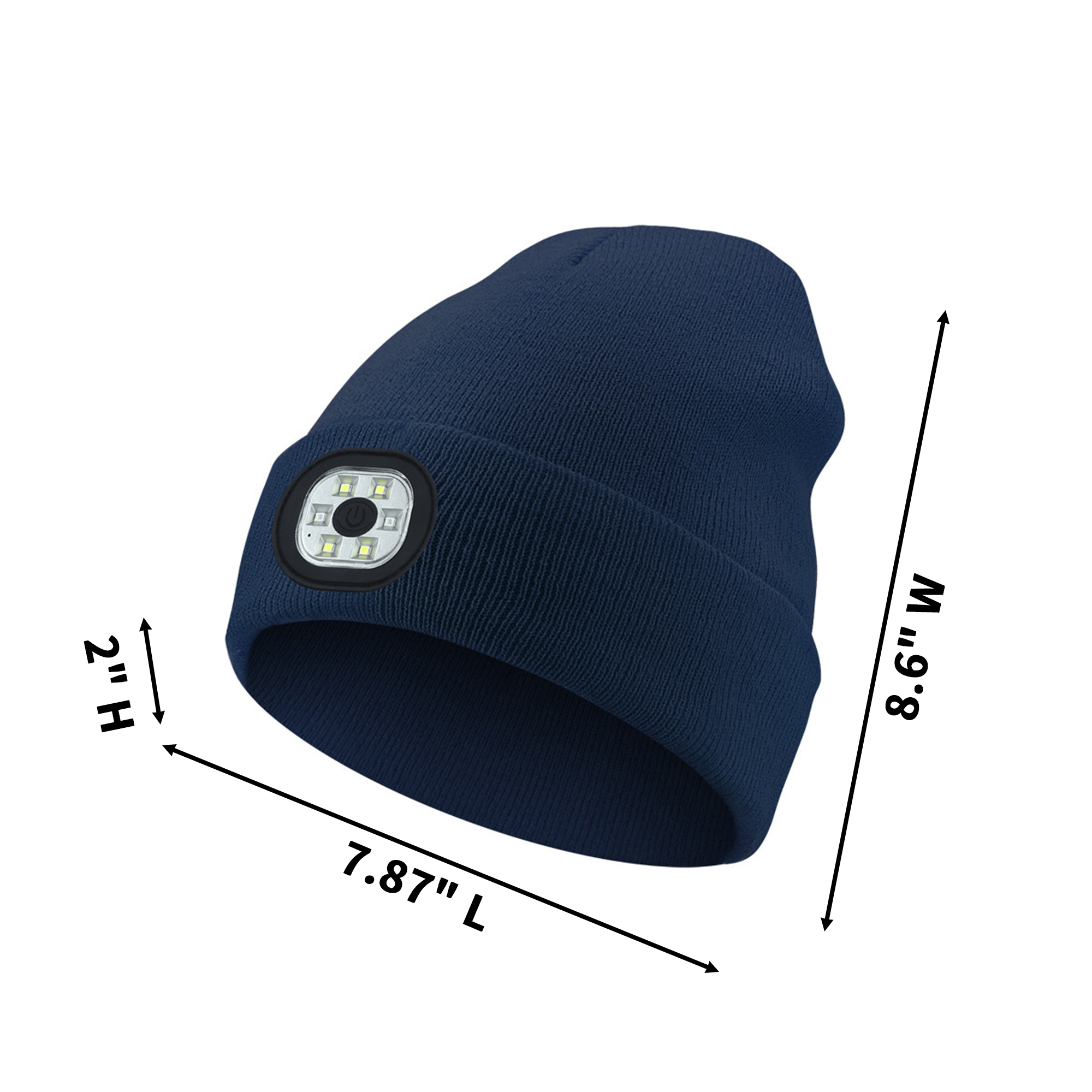 Acrylic Knit Beanie With Rechargeable LED Light 7.87" x 8.6" x 2" 12