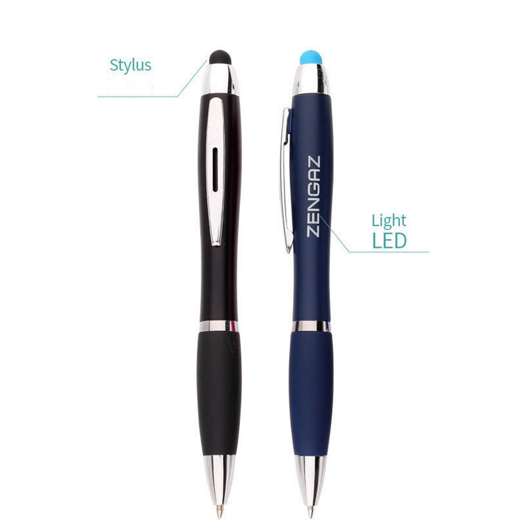 Logo Light Up Ballpoint Pen With Stylus 2