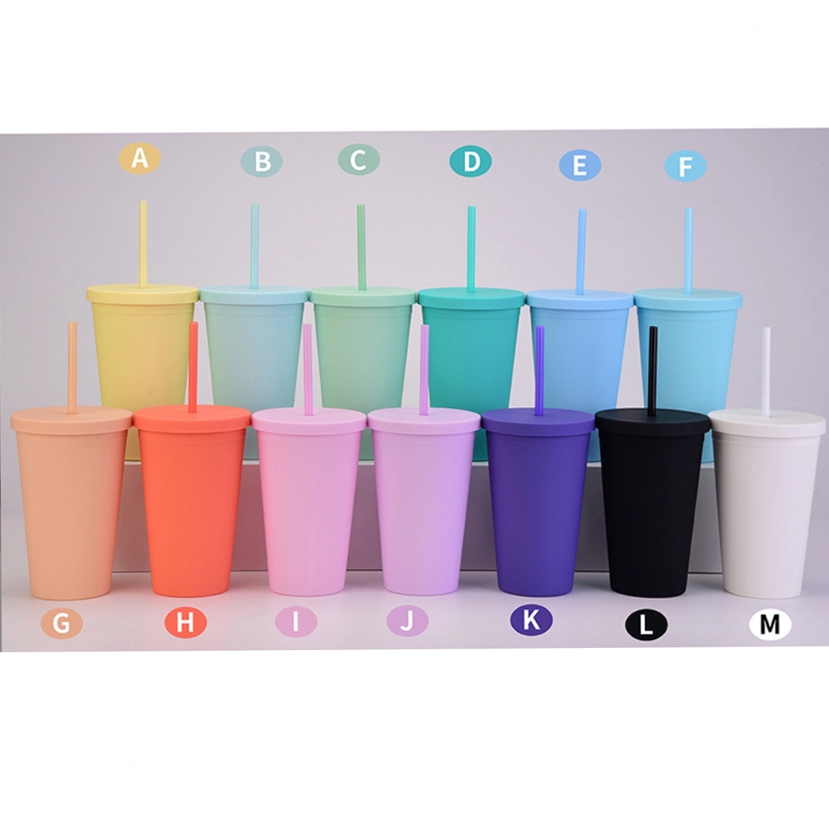 16 Oz Insulated Double Wall Tumbler Cup With Lid And Straws 3