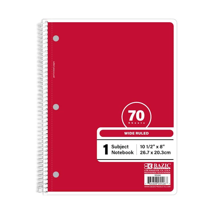 Wide Ruled Notebooks - 70 Sheets Red 1