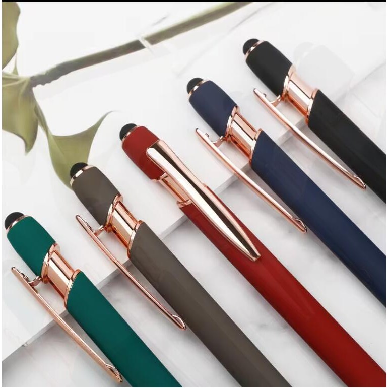 Soft Touch Ballpoint Pen with Rose Gold Accent 2