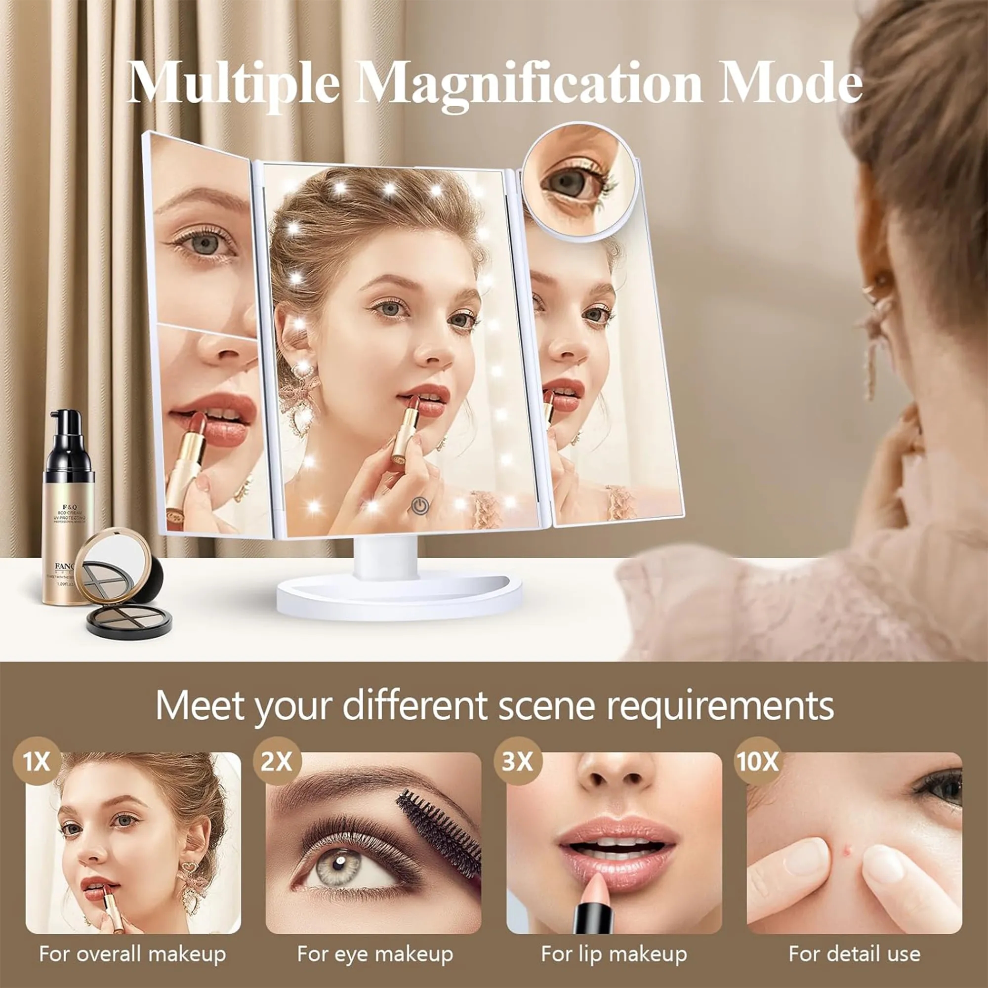 Folding LED Makeup Mirror For Desk 5