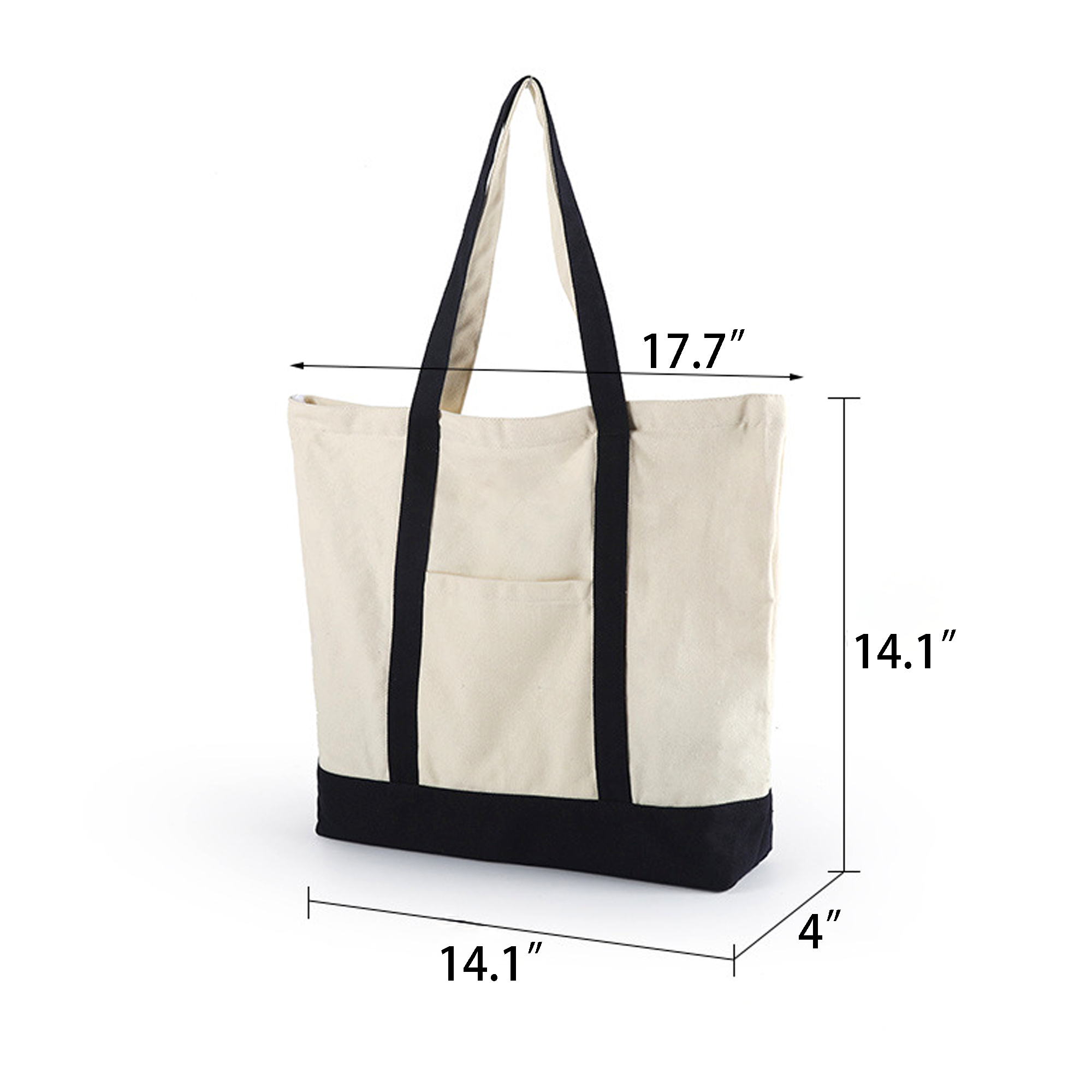 Reusable Heavy-Duty Canvas Tote with Zipper & Pocket 2
