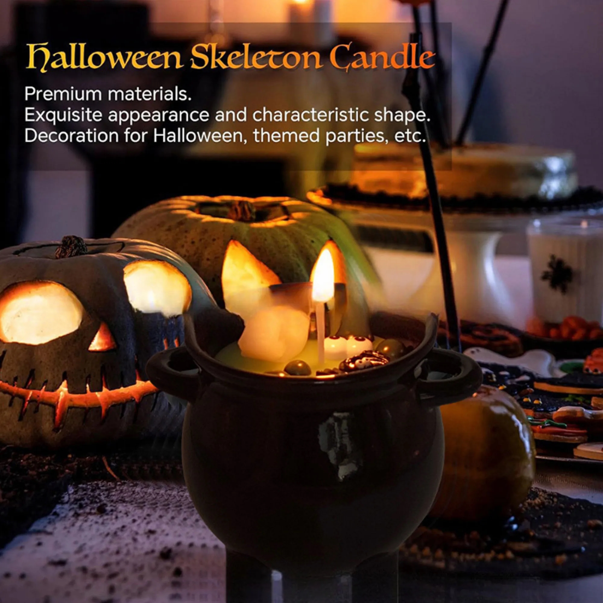Spooky Witch Cauldron Candle Decor For Halloween Party 4
