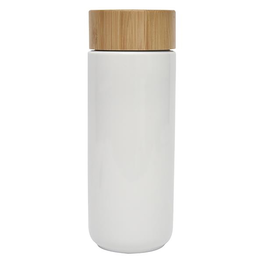 Imari 10oz Double Wall Ceramic Mug With Bamboo Lid 13