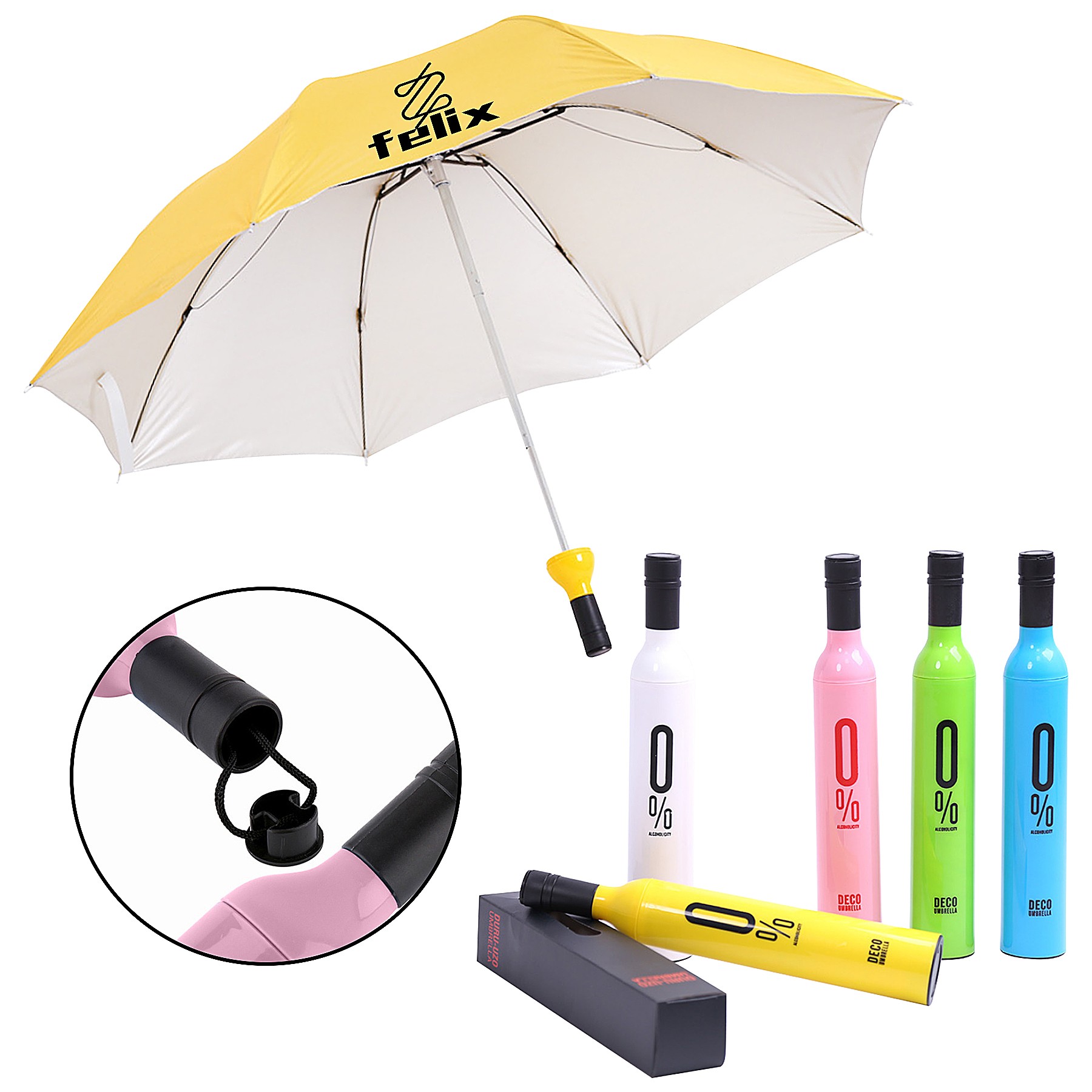Small Folding Wine Bottle Umbrella for Rain
