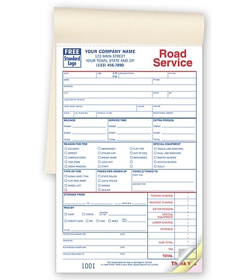 Road service / towing book, Carbonless 2