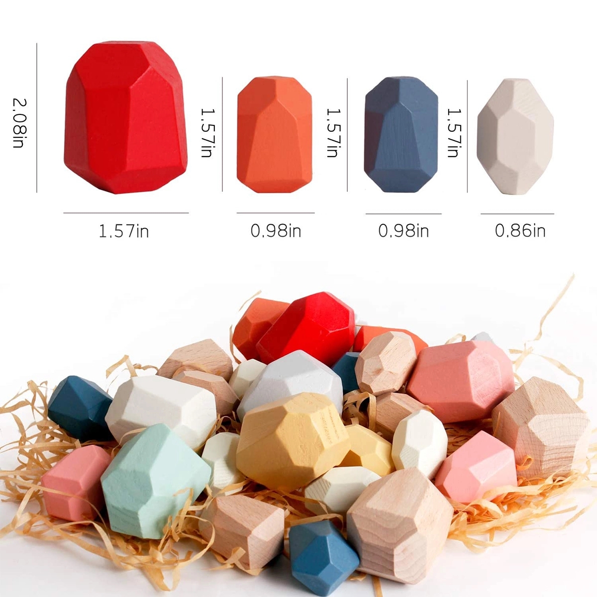 36 Pcs Wooden Sorting Stacking Rocks 4