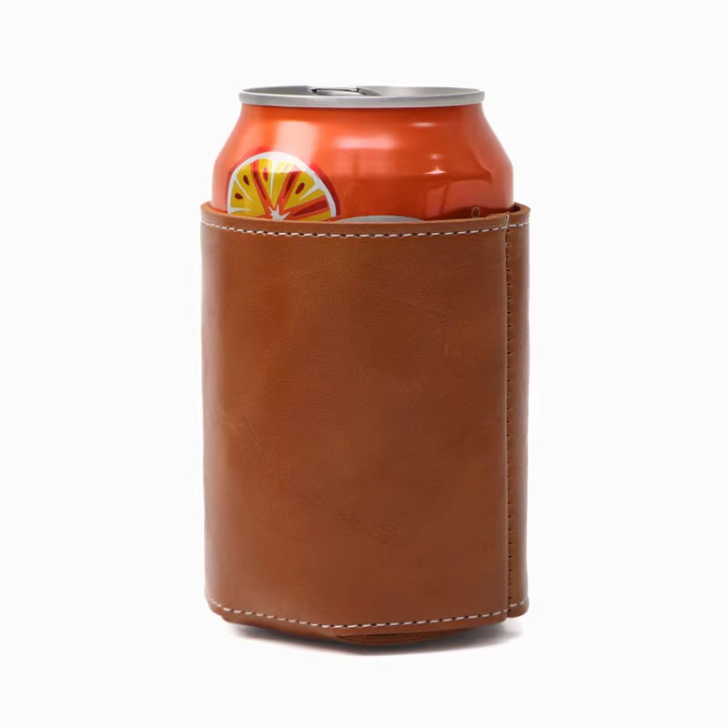 Faux Leather Can Cooler, custom koozie with logo imprint 4