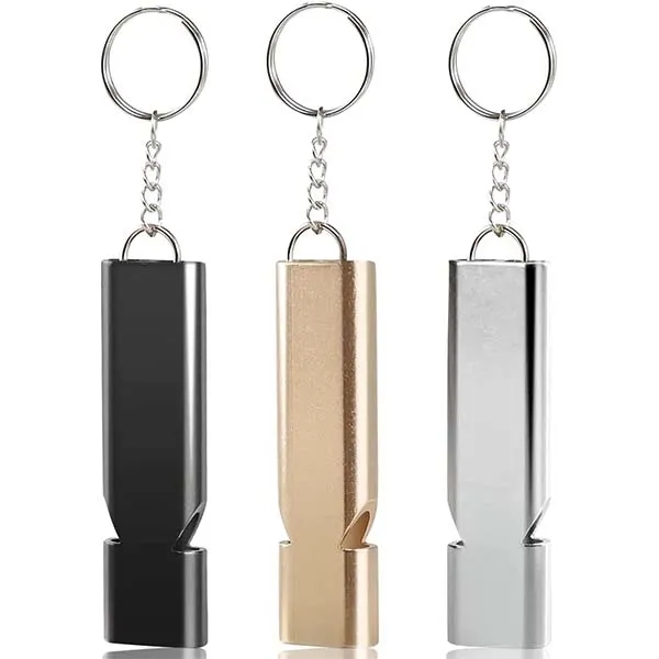 Emergency Double Tubes Metal Whistle Keychain 9
