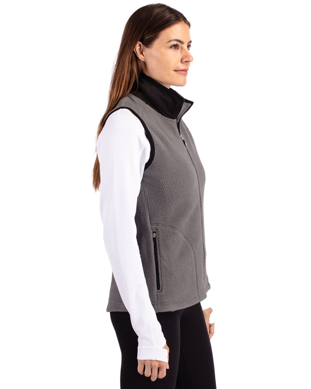 Cutter & Buck Cascade Epic Comfort Recycled Sherpa Fleece Womens Full Zip Vest 7